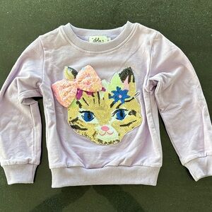 Lola + The Boys - Girls Lavender Cat Sweatshirt
